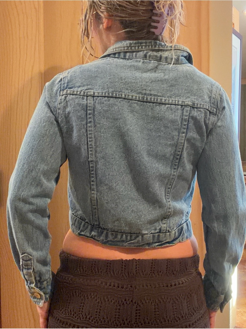 7 For All Mankind Light Blue Distressed Denim Jacket - Picture 12 of 14
